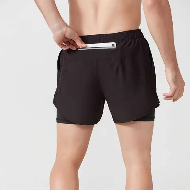 Men's professional racing sports shorts can put cell phone marathon Three-quarter belt lining Zippered pocket in waist