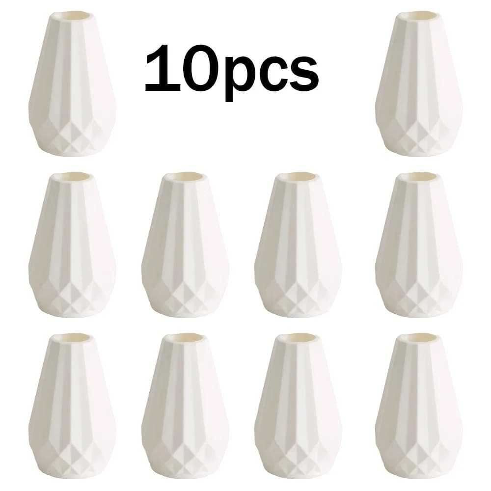 10 Asymmetrical White Vases Set - Multifunctional Decoration for Dining Table, Wedding, Living Room, Bedroom, Compatible with Dried Flowers Artificial Plants Potted Plants, Farmhouse Cute Style Spring/Summer Interior Decoration