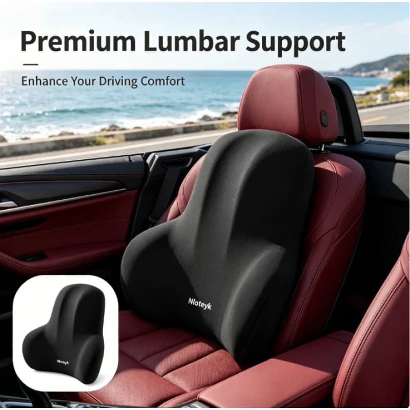 2 Cuscini in Memory Foam per Sedile Auto e Supporto Lombare Universale per Alleviare il Dolore alla Schiena, per Sedia da Ufficio, Casa e Viaggio