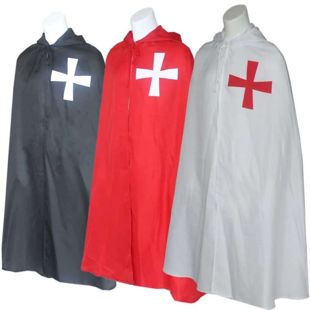 Costume da crociato medievale Mantello templare Mantello con cappuccio Abito rinascimentale da uomo Cavaliere Larp Vestito di Halloween per ragazzi adolescenti adulti