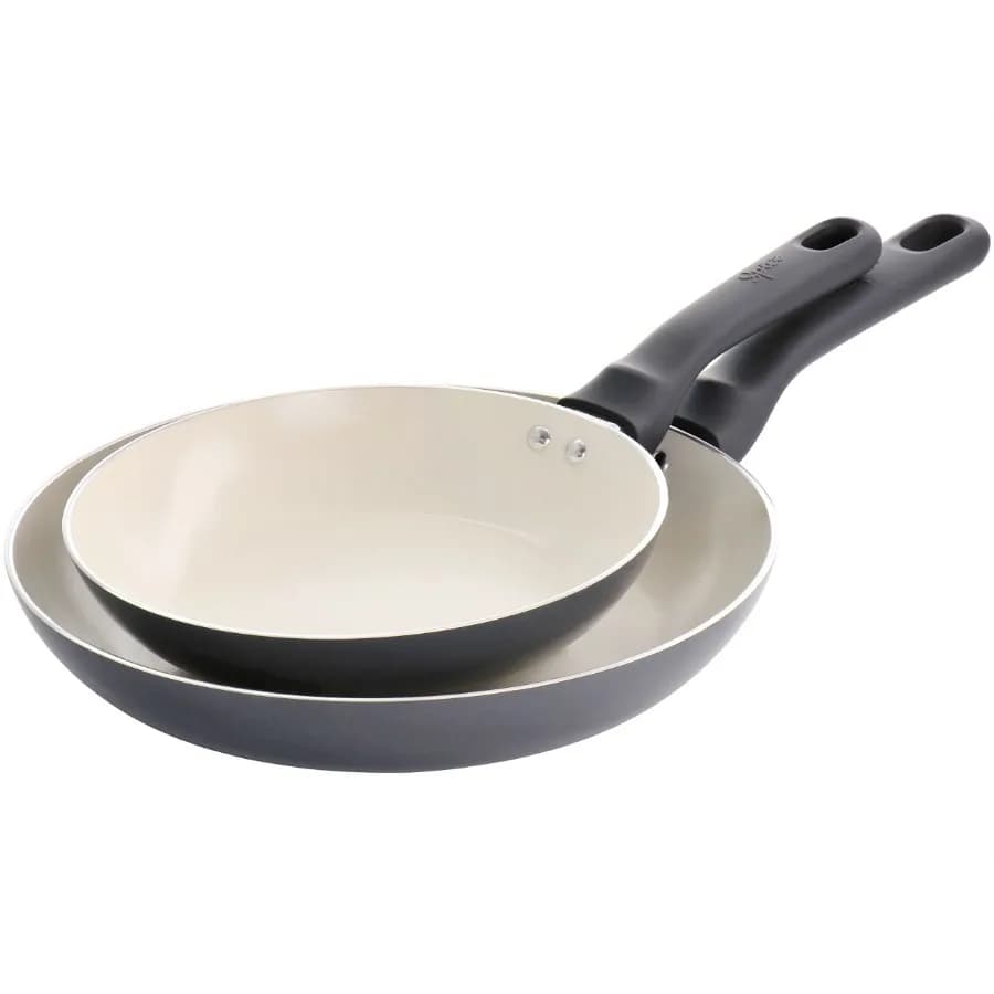Savory Saffron 2 Piece Ceramic Nonstick Aluminum Frying Pan Set in Grey