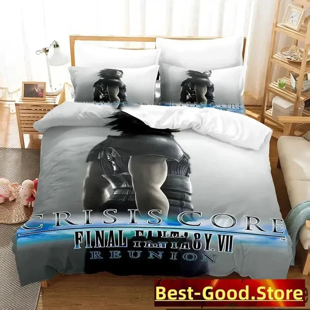 Set di Biancheria da Letto 3D Print Game Crisis Core Final Fantasy VII, Copripiumino, Lenzuolo, Federe, per Letto Matrimoniale, Queen, King Size, Camera da Letto