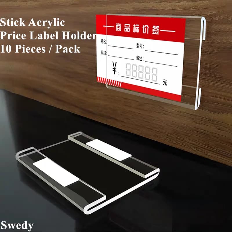 10 Pezzi 60x90mm Forma di L Supporto per Cartello Acrilico Stand Stick Etichetta del Prezzo in Plastica Etichette per Carte di Carta Immagine Poster Cornice per Foto