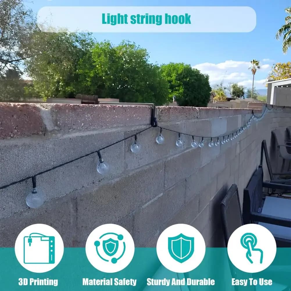 No-drill Light Hook for Cinder Brick Walls Weather Resistant Tool-free Light String Hooks for Easy Installation Set of for 3.6