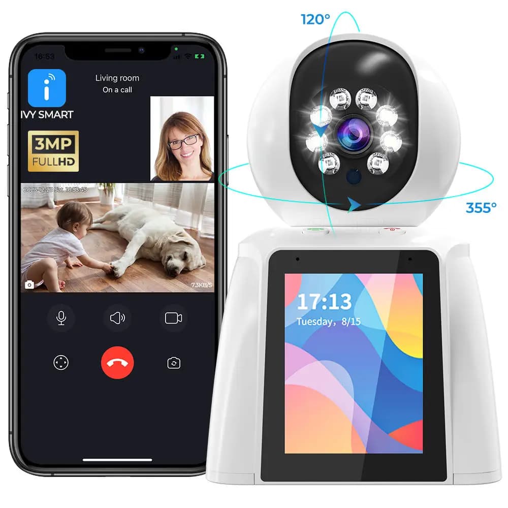 Videocitofono HD 3MP Bidirezionale con Riconoscimento AI, Visione Notturna PIR, Telecamera Smart WIFI per Monitoraggio Bambini Wireless