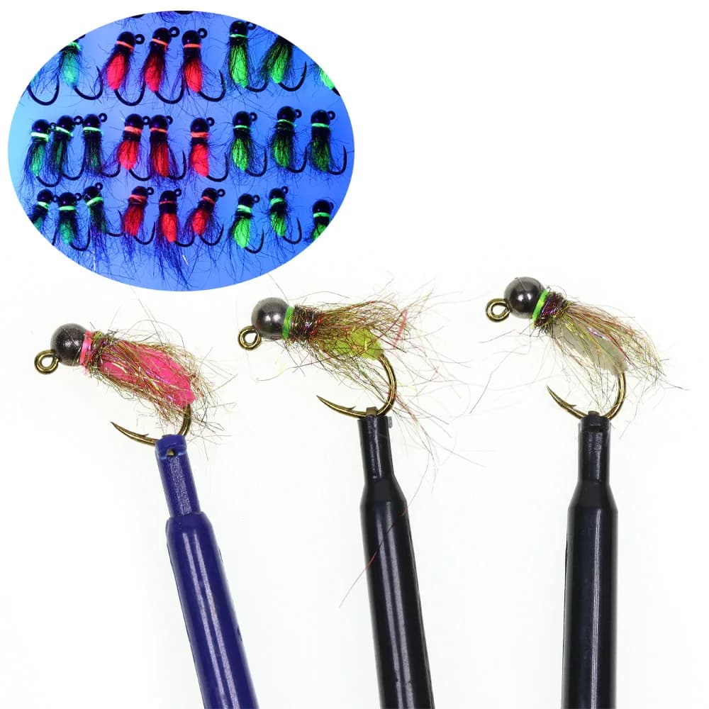 Gancio per maschera spinato da 6 pezzi, 4 dimensioni # 10 # 12 # 14 # 16 Bead Head Euro Ninfa Affondamento rapido Mosca bagnata Spigola Trota Salmone Esca da pesca
