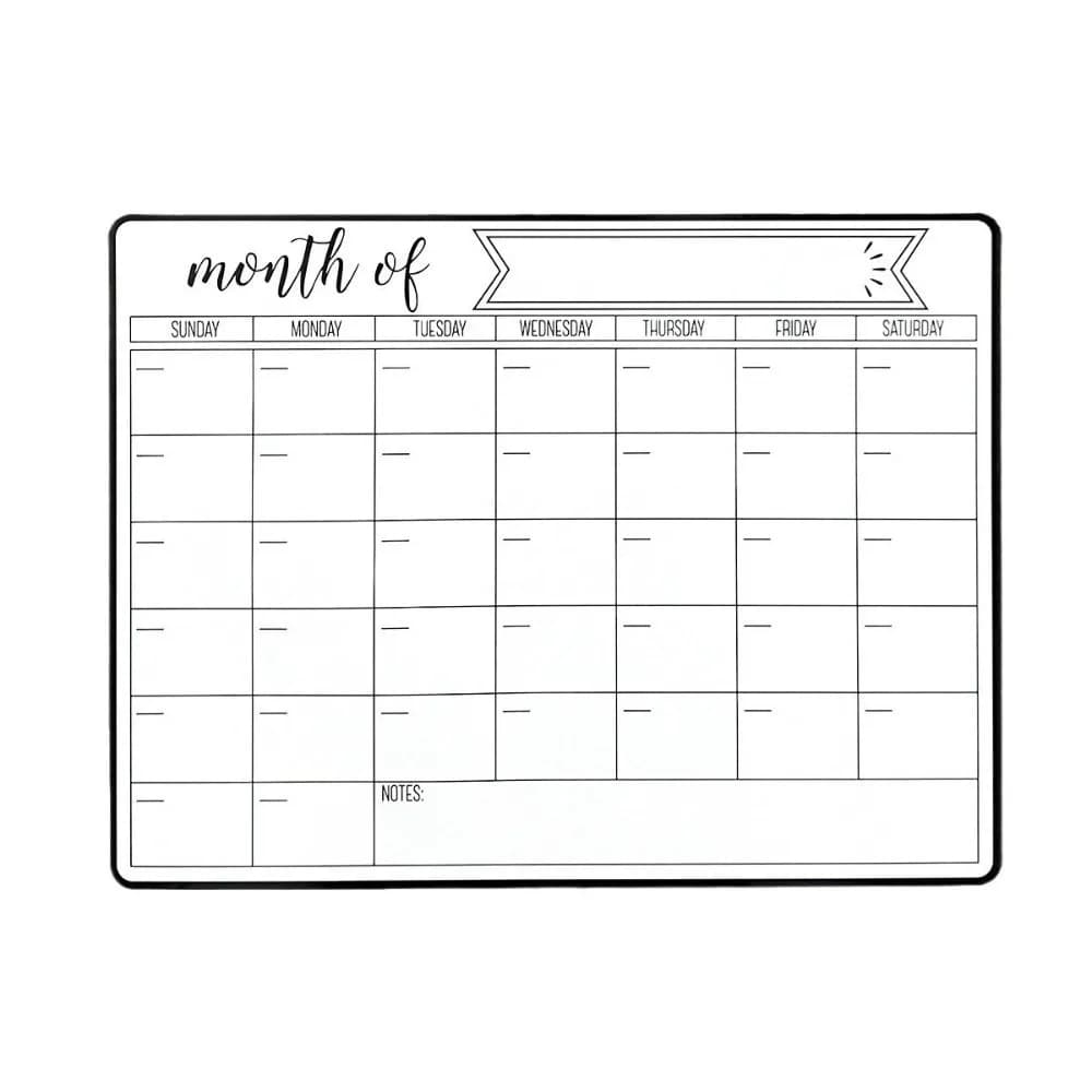 Portable Magnetic Dry Erase Calendar Easy Clean Reusable Monthly Planner Wall Mount Fridge Message Board Classroom Use