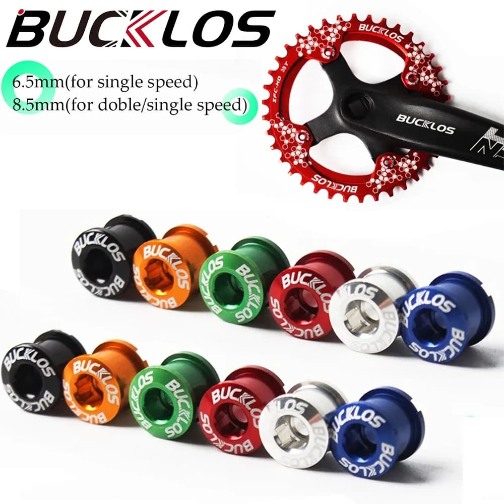 BUCKLOS Bulloni per corona per bicicletta 6.5mm 8.5mm Vite per ruota dentata per bici Bulloni per guarnitura per mountain bike da strada in lega di alluminio Vite per manovella
