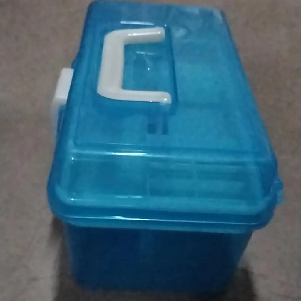 Plastic Accessories Storage Box with Handle Double Layer Organizer for Sewing Beads Art Painting Supplies