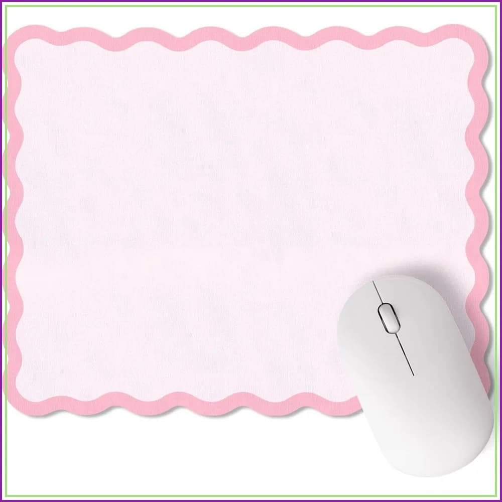 Cute Scalloped Mouse Pad 9.8x7.9 Inches Non-Slip Waterproof Fabric Computer Accessory for Desk Office Gaming Home