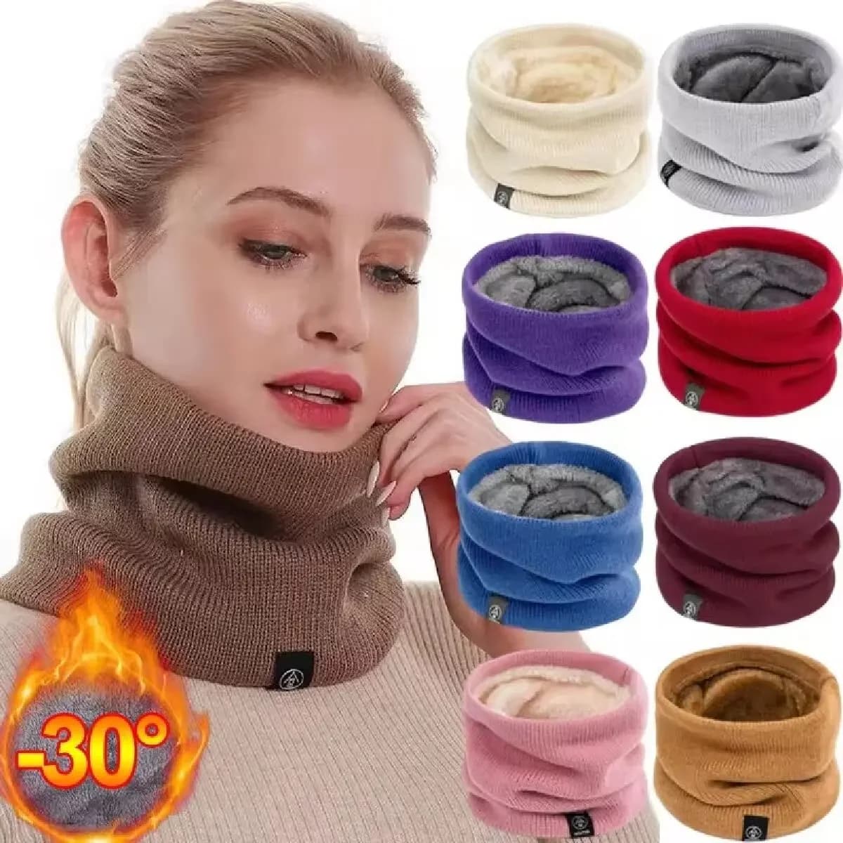 1 pcs Winter Plush Wool Silencer for Women's Knife Ring Bandana Scarf Buff Thickness Cashmere Band Skiing Mask