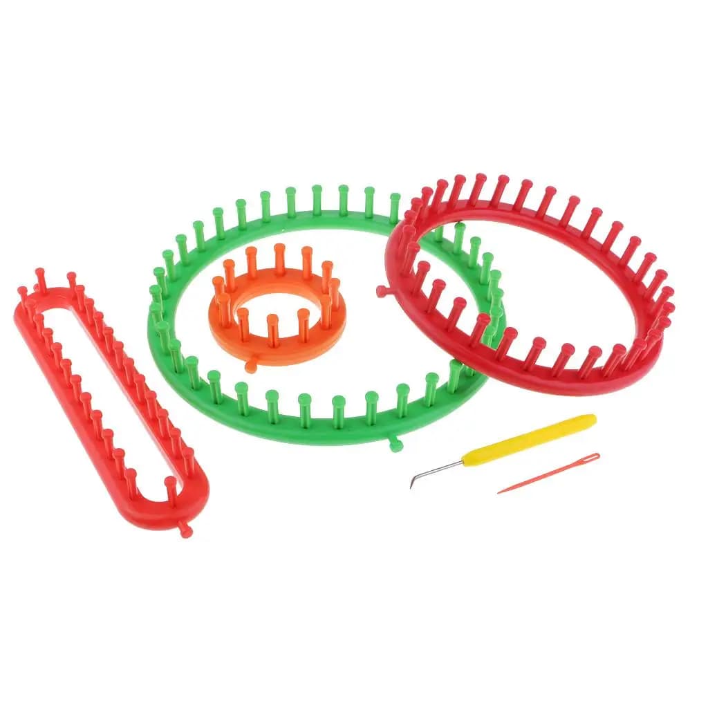 4Pcs Round Knitting Loom Set Long Knitting Board Weave Yarn Kit DIY Tool for Hat Scarf Shawl Sweater Sock Knitter