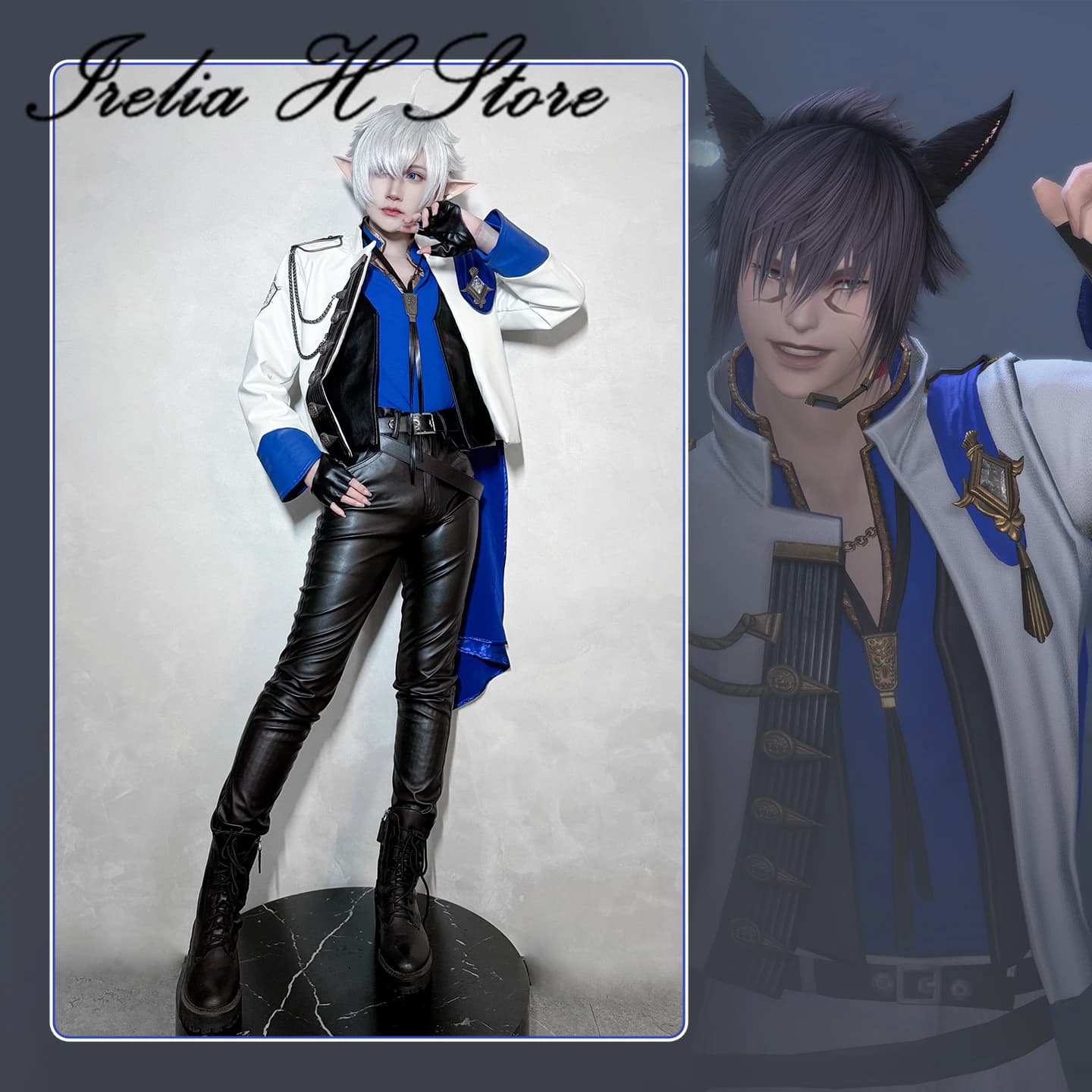Irelia H Store FF14 butler Set Cosplay Costume Jacket Coat pants Game