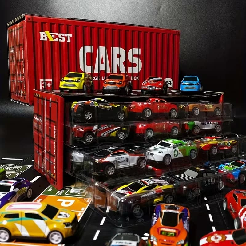 24/48 pezzi modello di auto giocattolo auto giocattolo pull-back con scatola di immagazzinaggio set di auto giocattolo riempitivo pacchetto regalo, riempitivo pinata, gif di Natale
