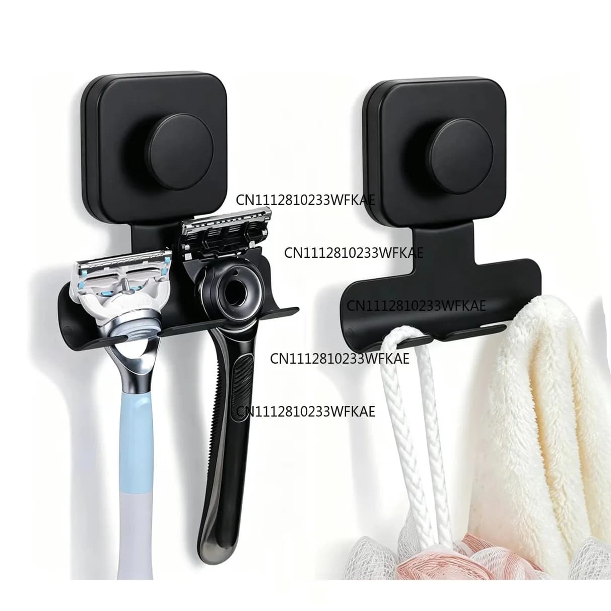 Stainless steel suction cup razor holder, razor suction hook removable reusable shower hook, suction cup hook