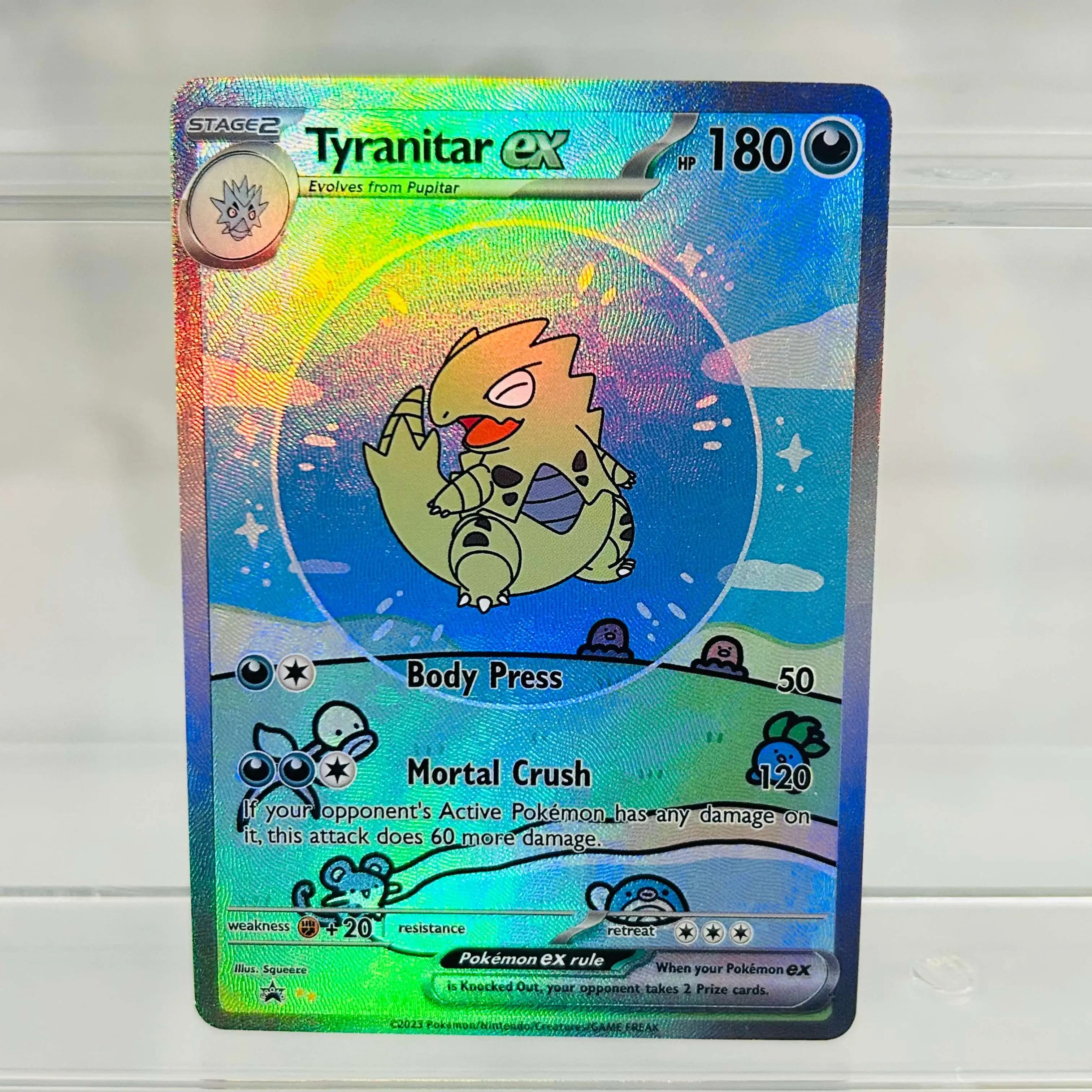 Pokemon Tyranitar ex English Card with Holographic Texture, Perfect Condition Premium Anime Collection Card