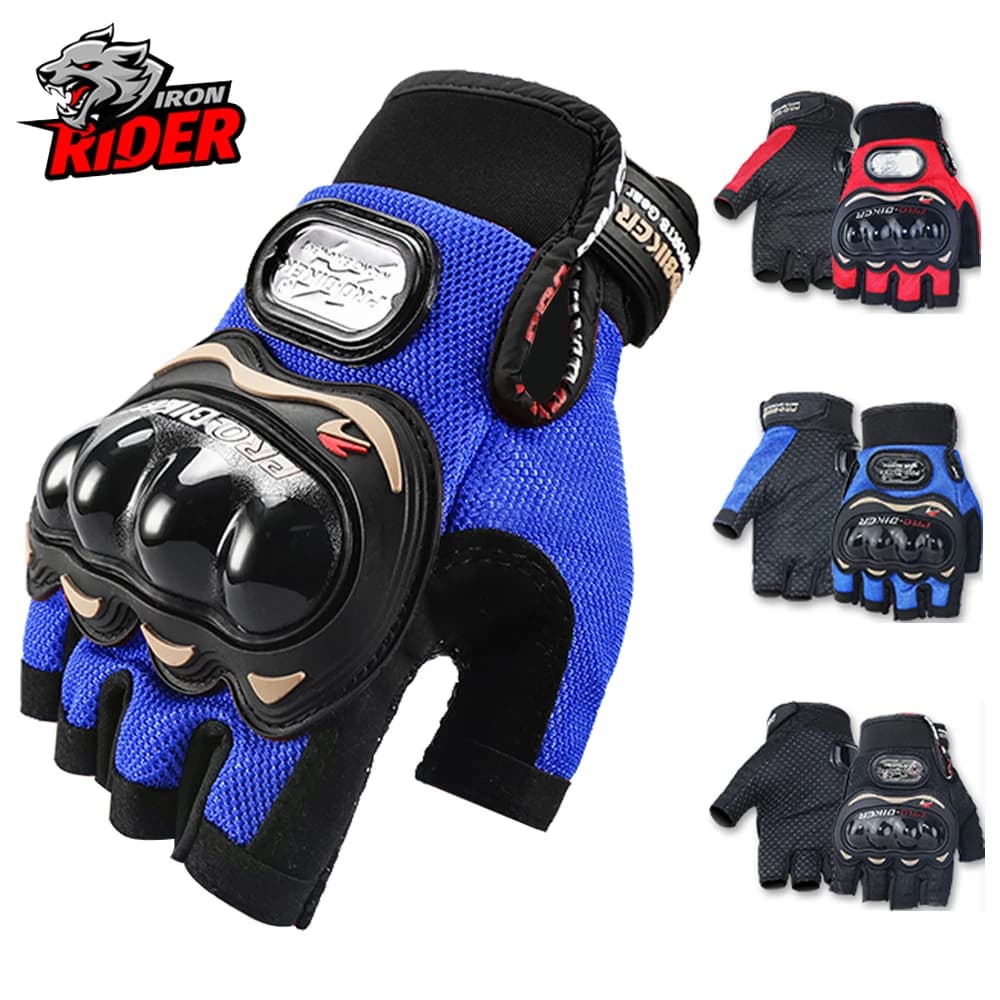 Guanti da moto estivi da uomo Guanti da moto traspiranti con dita corte Touch Screen Guanti da motocross Equipaggiamento protettivo antiscivolo