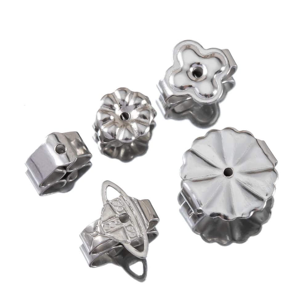 50-100 pieces flower earrings in stainless steel butterfly back cap for nut ear round jewelry diy supplies accessories for earrings