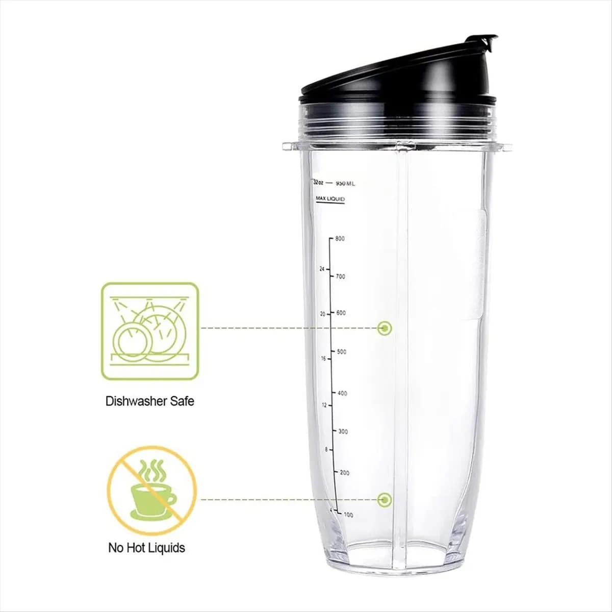 Nuovi bicchieri di ricambio per frullatore da 32OZ con coperchi sigillanti, compatibili con i frullatori della serie Auto IQ BL480