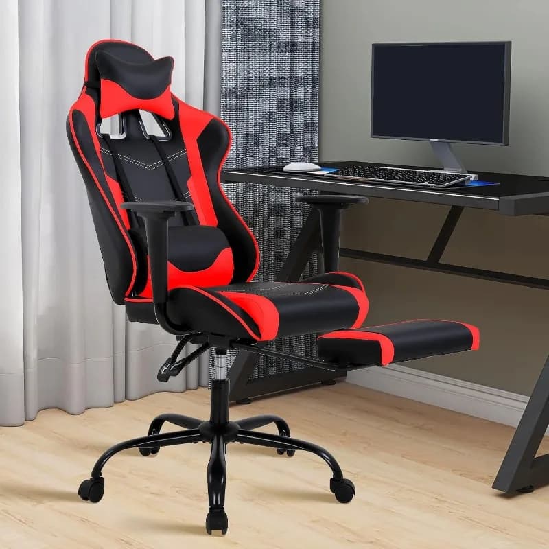 High Back PU Leather Gaming Chairs Computer Chair with Headrest & Lumbar Support, Height Adjustable Wide Seat Gaming Chairs