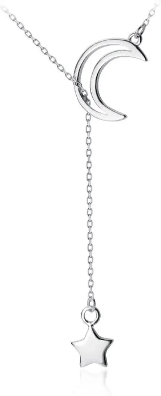 KELIEQA Collana in Argento Sterling 925 per Donna, Gioiello Luna e Stella per Matrimonio e San Valentino