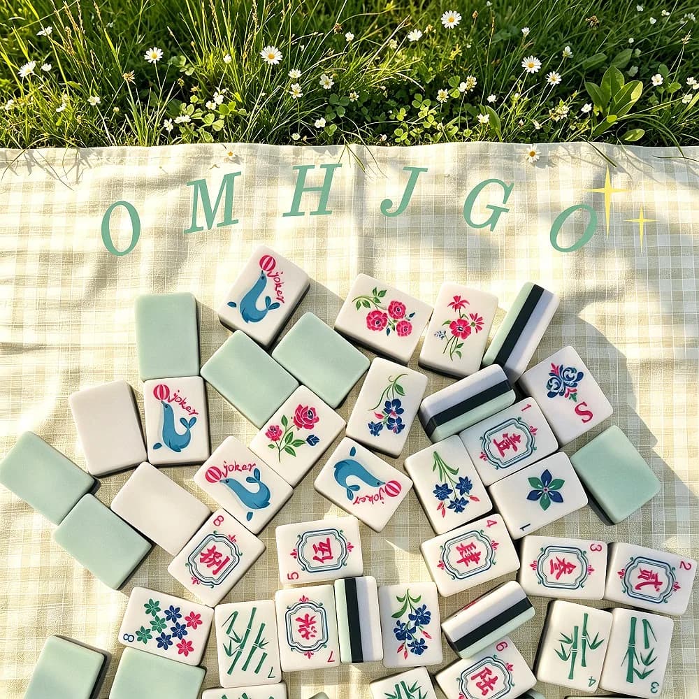 Luxury Acrylic American Mahjong Set, OMHJGO Hot Cyan Laser Engraved 160 Tiles, Portable Travel Game for Family Gathering & Gift