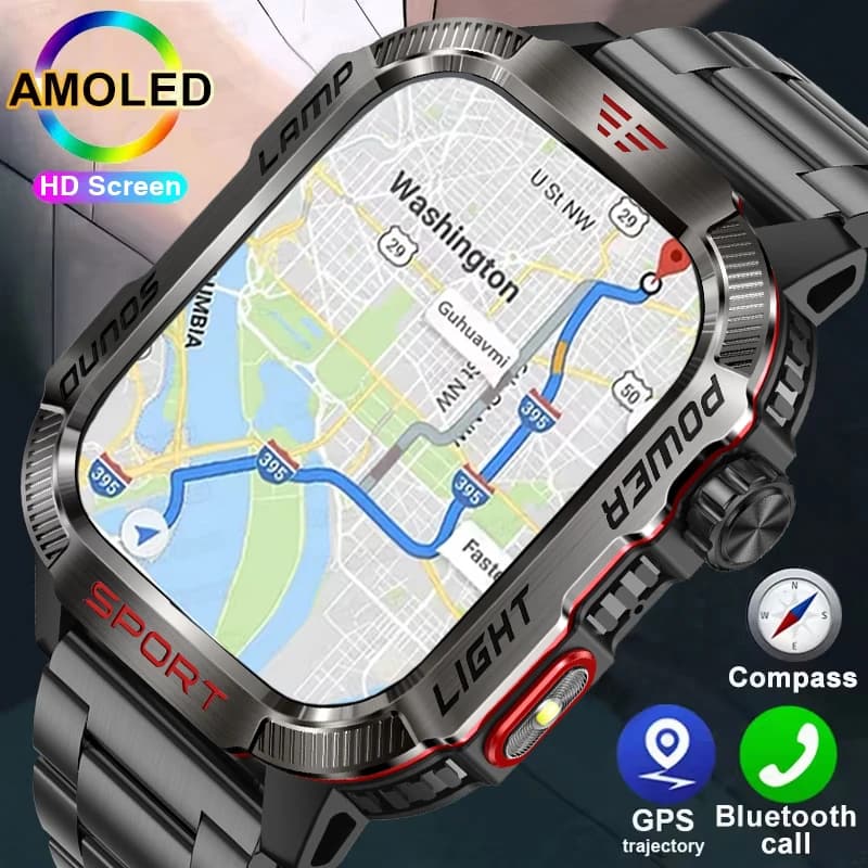 2024 New Military Air Sports Open Men's Watch Smart 600 mAh Battery Waterproof GPS Track Call Health Nuoto Fitness Smartwatch