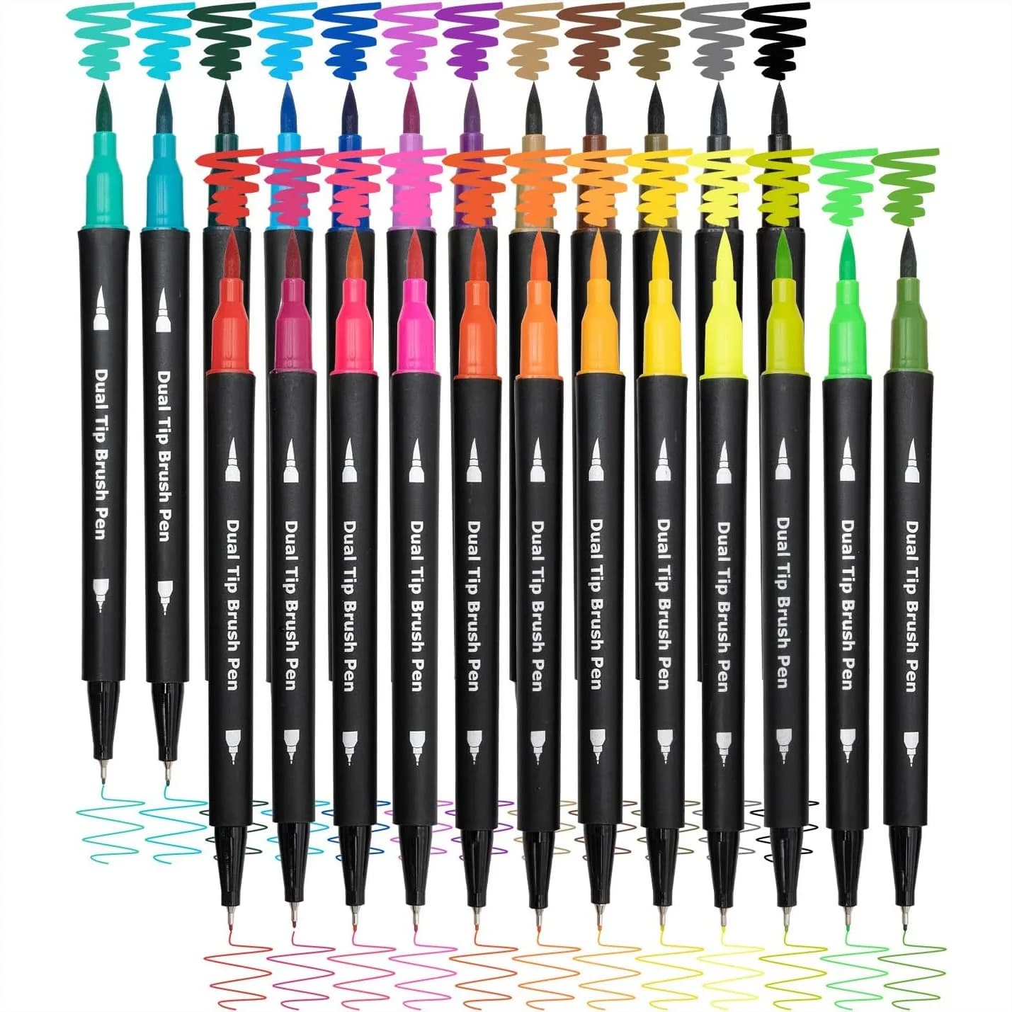 24 Pennarelli a Doppia Punta Fine e a Pennello per Libri da Colorare per Adulti, Bullet Journal, Agende e Appunti