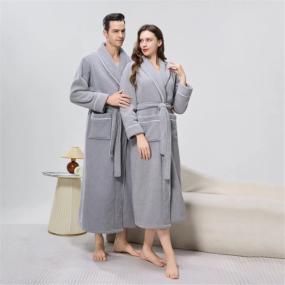 Autunno e inverno Coppia camicia da notte Flanella Accappatoio addensato Accappatoio da casa esteso per uomo e donna