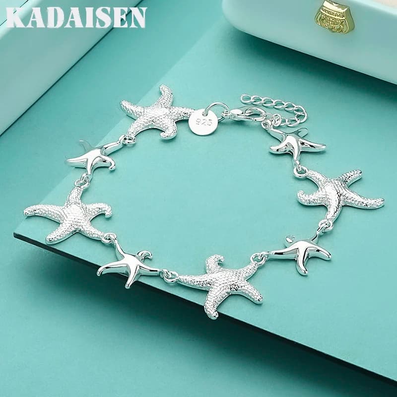 New 925 sterling silver luxury bracelets with precious stars for men and women, stylish jewelry, gifts for parties and weddings, 20 cm, holiday gift ideas