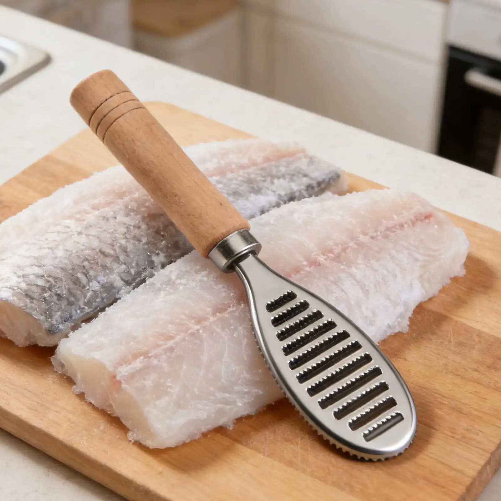 Spelatrice per Pesci Multifunzione in Acciaio Inossidabile, Spazzola per Pulizia Pesci, Raschietto, Pulitore di Pelle di Pesce, Grattugia, Pelatrice