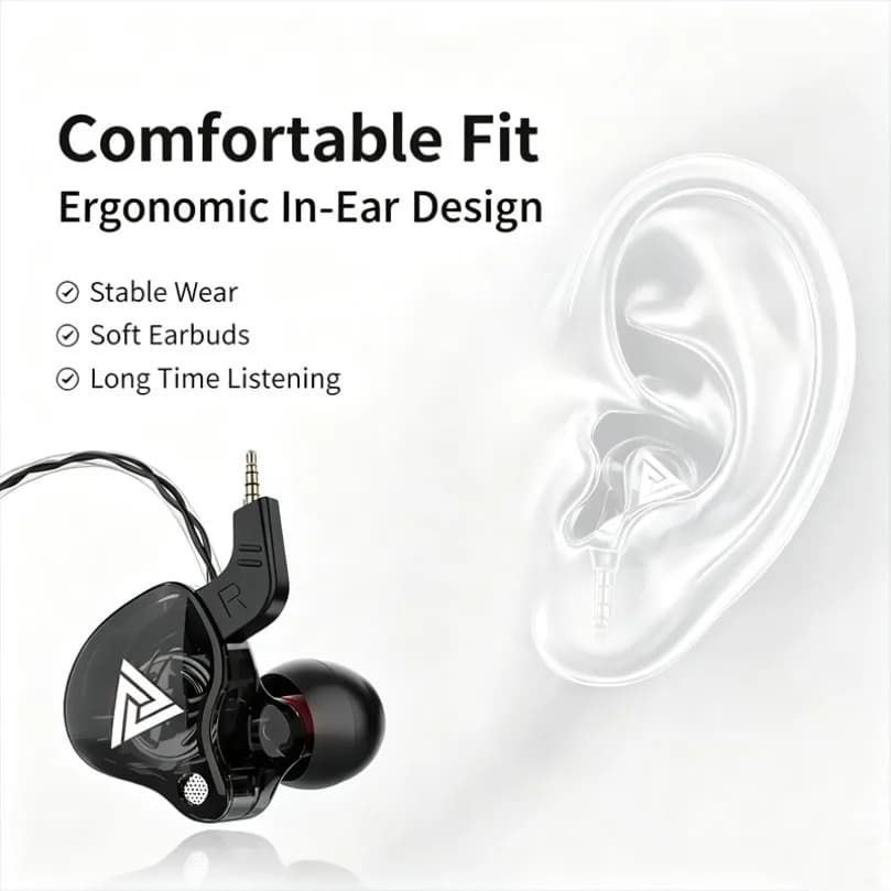 QKZ AK6 3.5mm In-Ear Wired Earphones HiFi Stereo Bass Noise Cancelling Headset with Mic for Music Gaming Calls