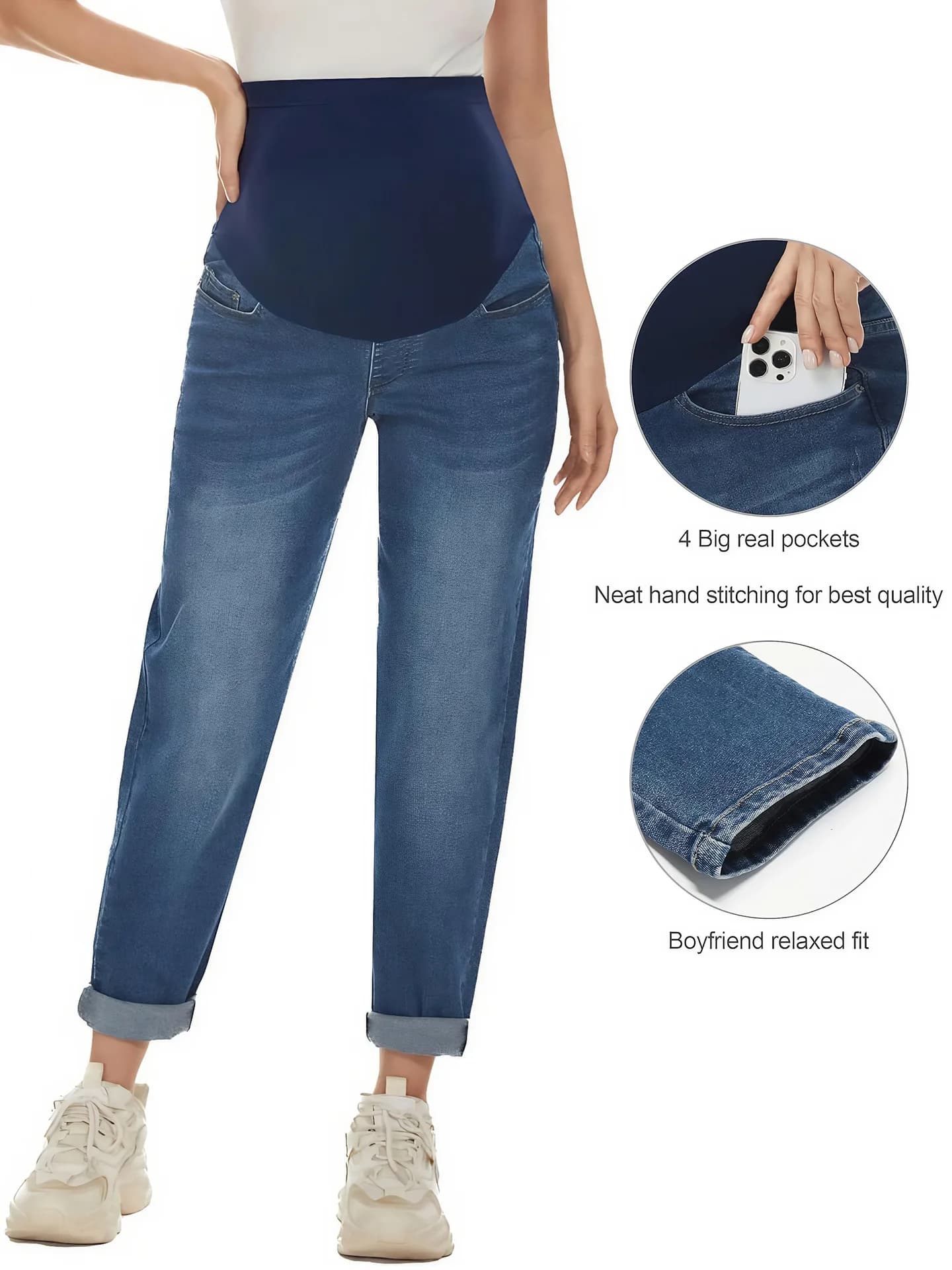 Jeans Premaman Primavera 2026 da Donna, a Vita Alta con Supporto Pancia, Pantaloni Harem Larghi, Eleganti, Slim, Casual, per Esterni