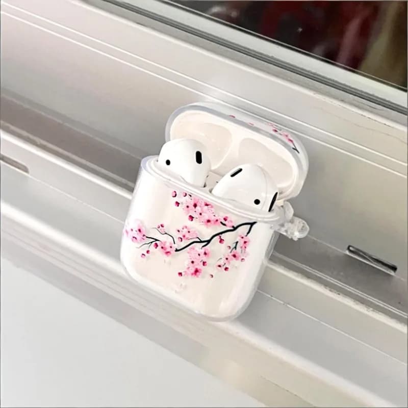 Fashion Pink plum flower earcup for Airpods 4th 3rd 2 Pro 3 Silicone Cover for Airpod 2 3 1 Shell Protective Accessories