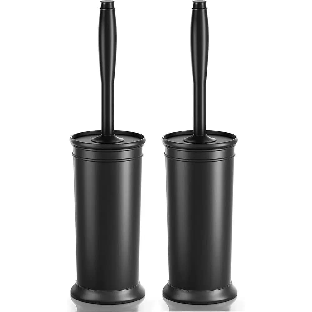 Set di 2 Spazzole per WC con Manico Lungo e Supporto Coperto per Pulizia Profonda e Risparmio di Spazio in Nero