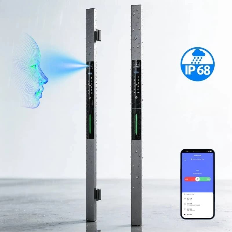 Long handle graffiti double-sided digital fingerprint garden door outdoor IP68 waterproof smart door lock