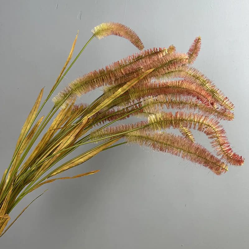 4pcs Artificial Plants Plastic Green Bristlegrass Floral Balcony Decoration Simulation Fishing Line Foxtail Grass Branch Plant