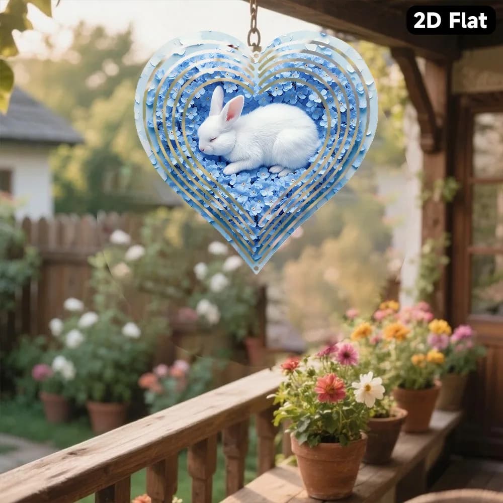 Metal Wind Chime Blue Forget Me Nots Outdoor Garden Decor Rabbit Serenity Gift For Women Halloween Christmas Calm