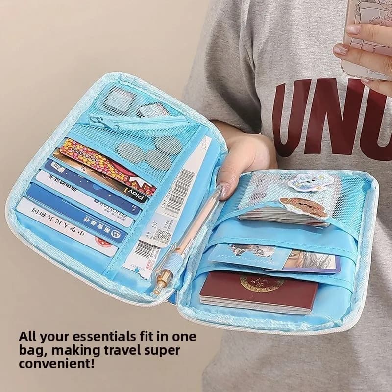 Borsa Porta Documenti da Viaggio, Porta Passaporto e Carte, Organizer Creativo Portatile e Pratico per Viaggi Aerei