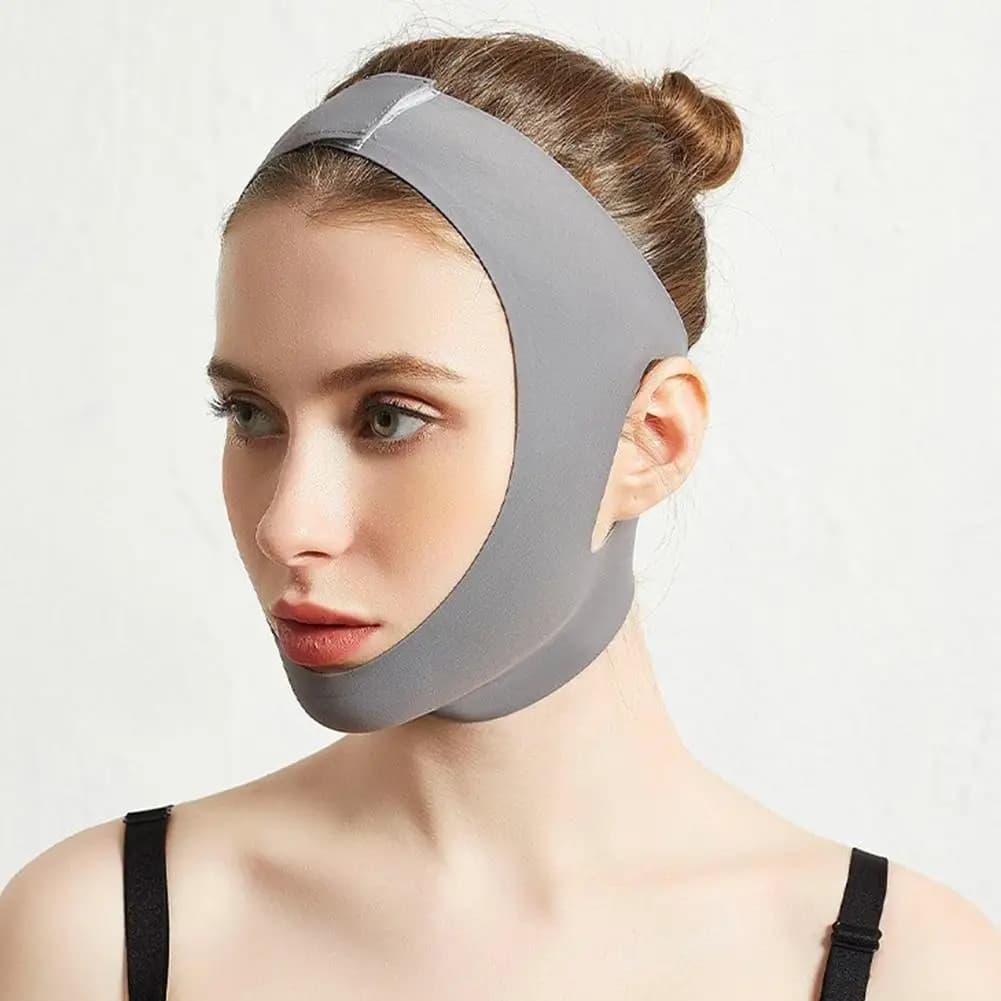 Maschera riutilizzabile a V per il lifting del viso, cinturino snellente traspirante per il lifting del viso, strumento per la riduzione del doppio mento, bendaggio per il sollevamento del mento