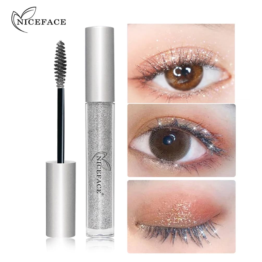 Mascara Glitter Diamantato 1PC, Asciugatura Rapida, Ciglia Voluminose e Lucide, Impermeabile, Allungante, Cosmetico per Ciglia