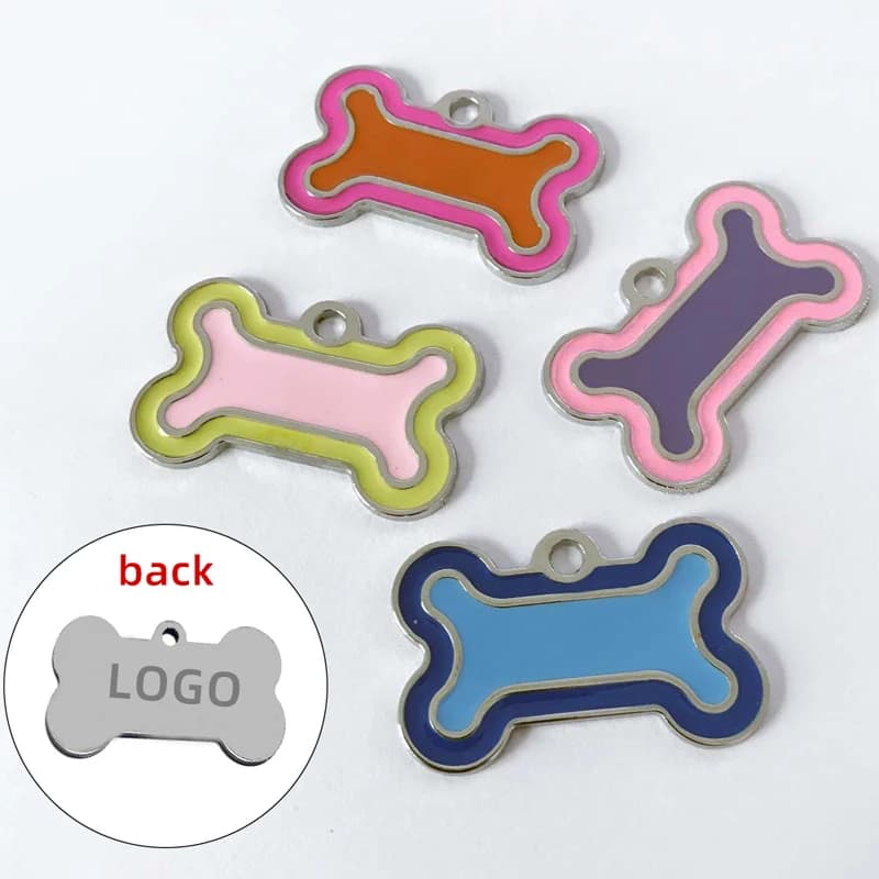Targhetta identificativa per animali domestici in osso bicolore incisione personalizzata etichetta identificativa per cani e gatti personalizzata accessori per collare targhetta con nome ciondolo Anti-smarrimento