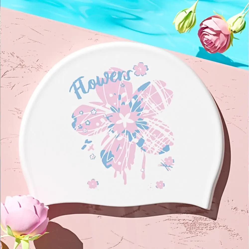 Extra Large Swimming Caps Comfortable Ear Protection Silicone Swim Caps No Tightening Fashionable Printed Cartoon Swim Caps
