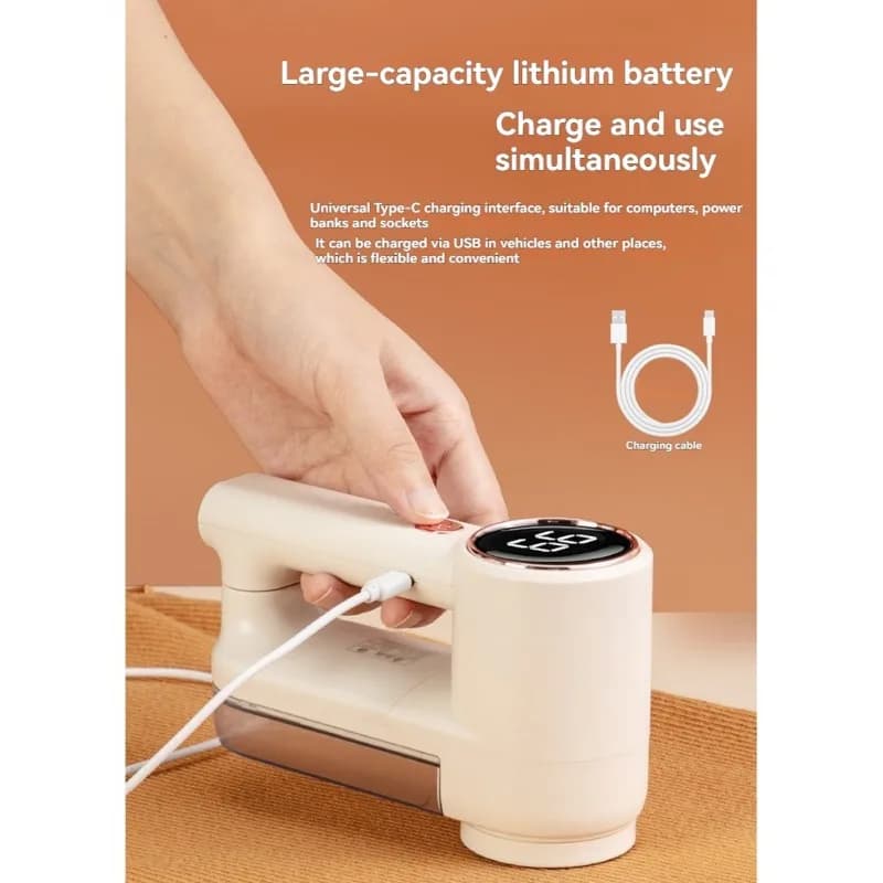 Large Capacity Fabric Shaver With Smart Digital Display - Dual Power Lint Remover