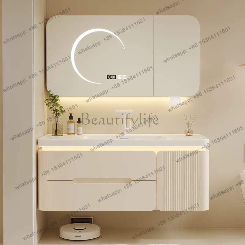 Armadi da bagno moderni montati a parete Armadietto da bagno intelligenti di lusso con luce a specchio Armadi salvaspazio Mobili per la casa Bagno mobile