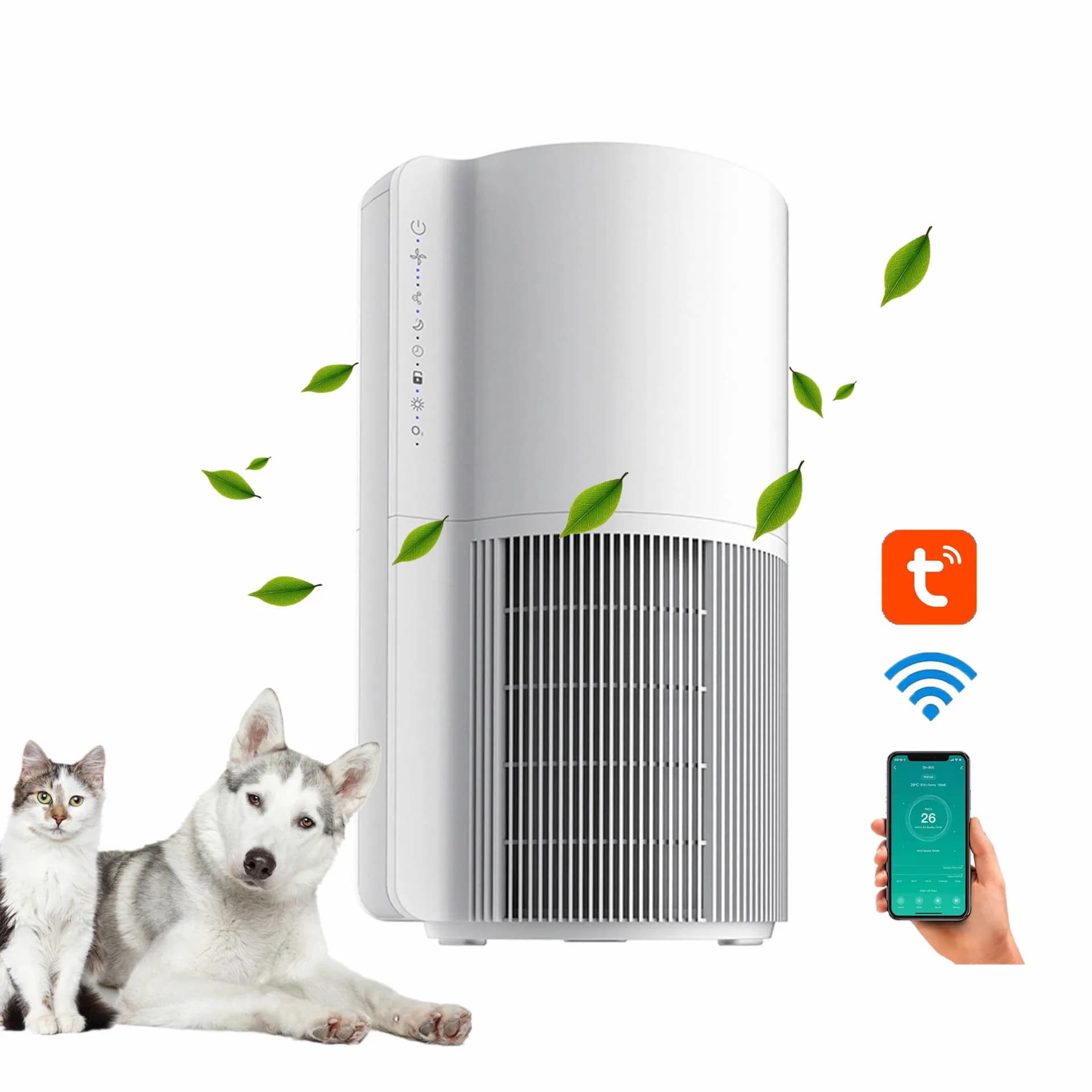 TUYA APP Wifi Controllo Smart Purificatore d'aria Filtraggio Gatto Cane Volare Capelli Rimozione odori di animali domestici per uso domestico