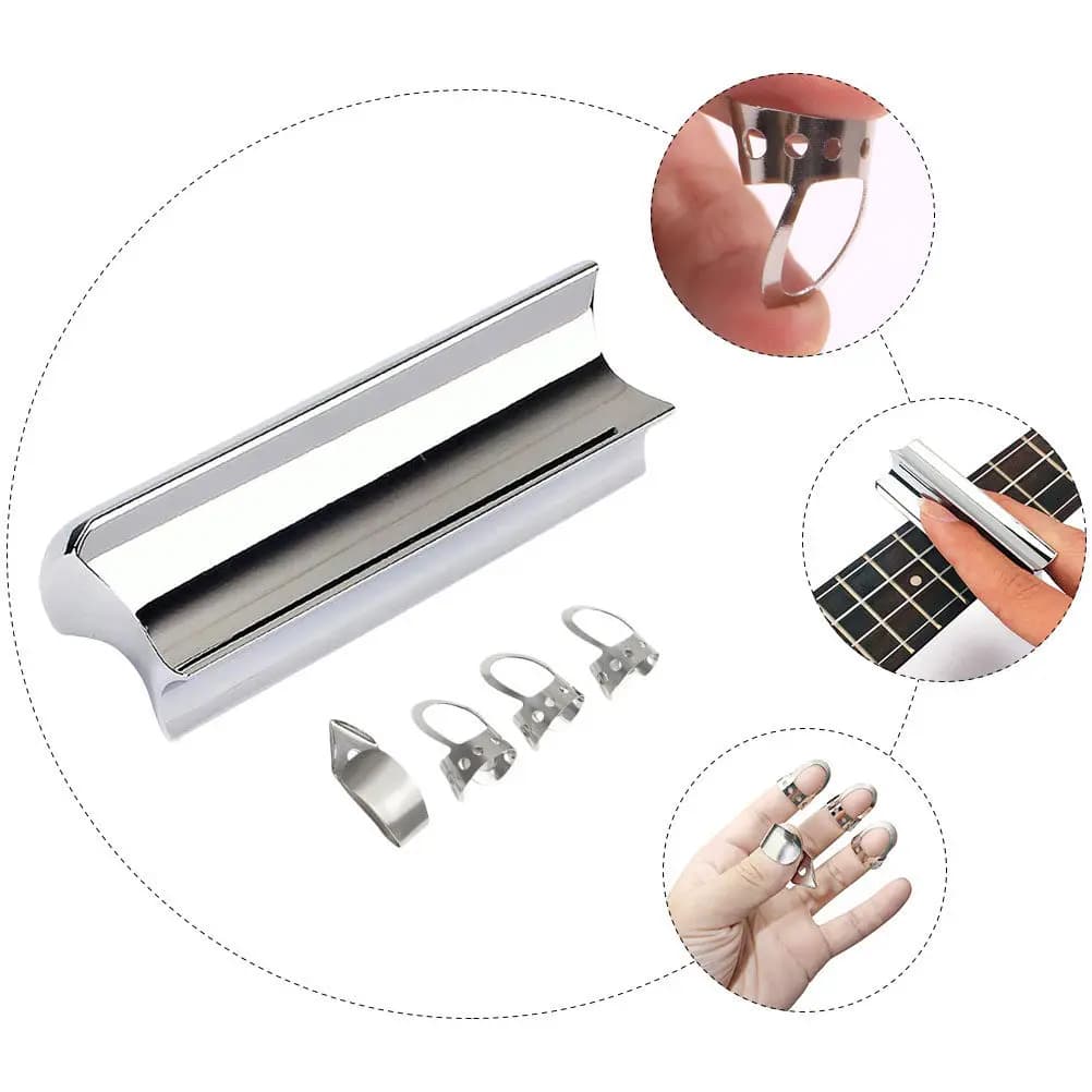 Set di 1 Slider per Chitarra in Acciaio Inossidabile, Plettri Professionali per Dita, Accessori per Strumenti per un Suono Fluido, Barra Scorrevole