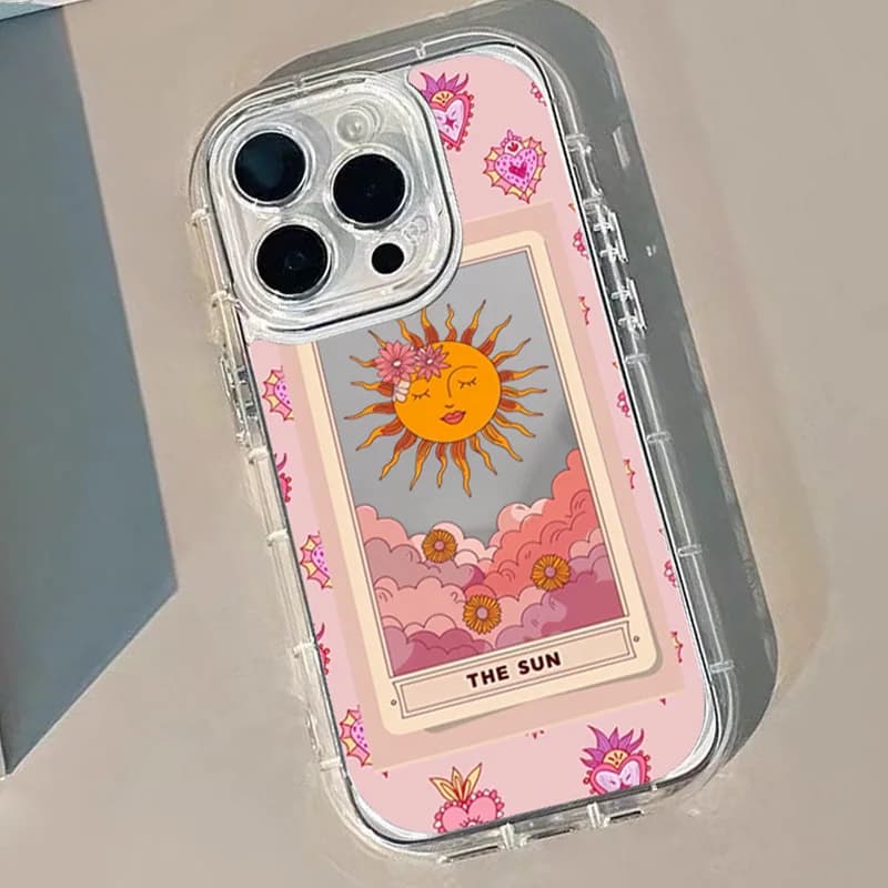 Custodia Protettiva a Specchio con Stampa Sole per iPhone 17 Pro 16 15 14 13 12 11 Pro Max 7 8 Plus XR X XS Max 17E 16E