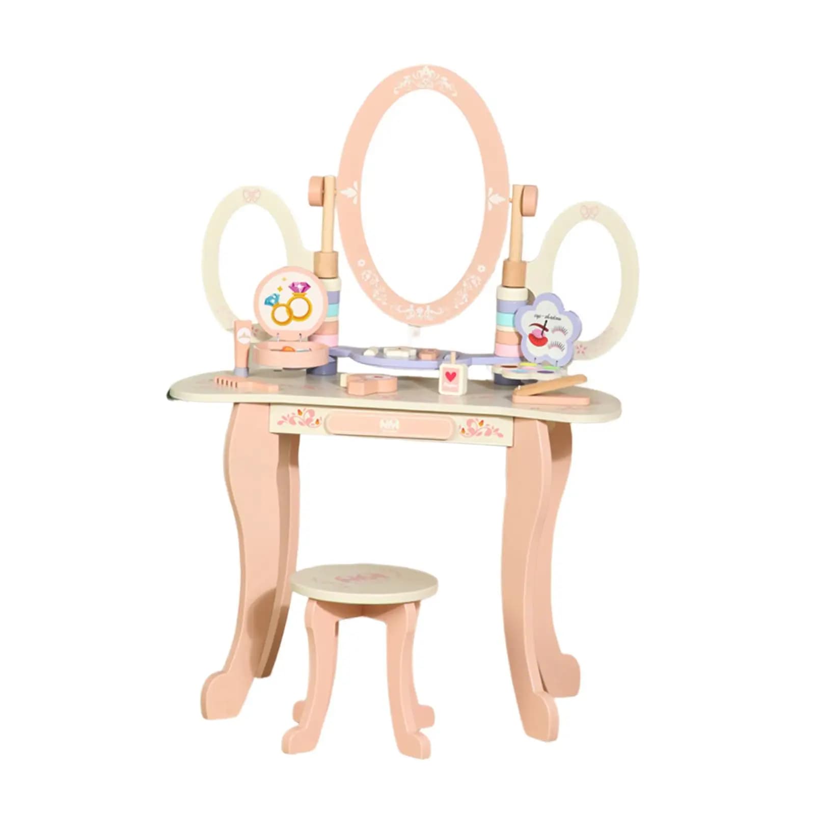 Set Giocattolo per Bambine con Tavolo da Trucco, Asciugacapelli e Accessori Simulati per Stanza a Tema Principessa