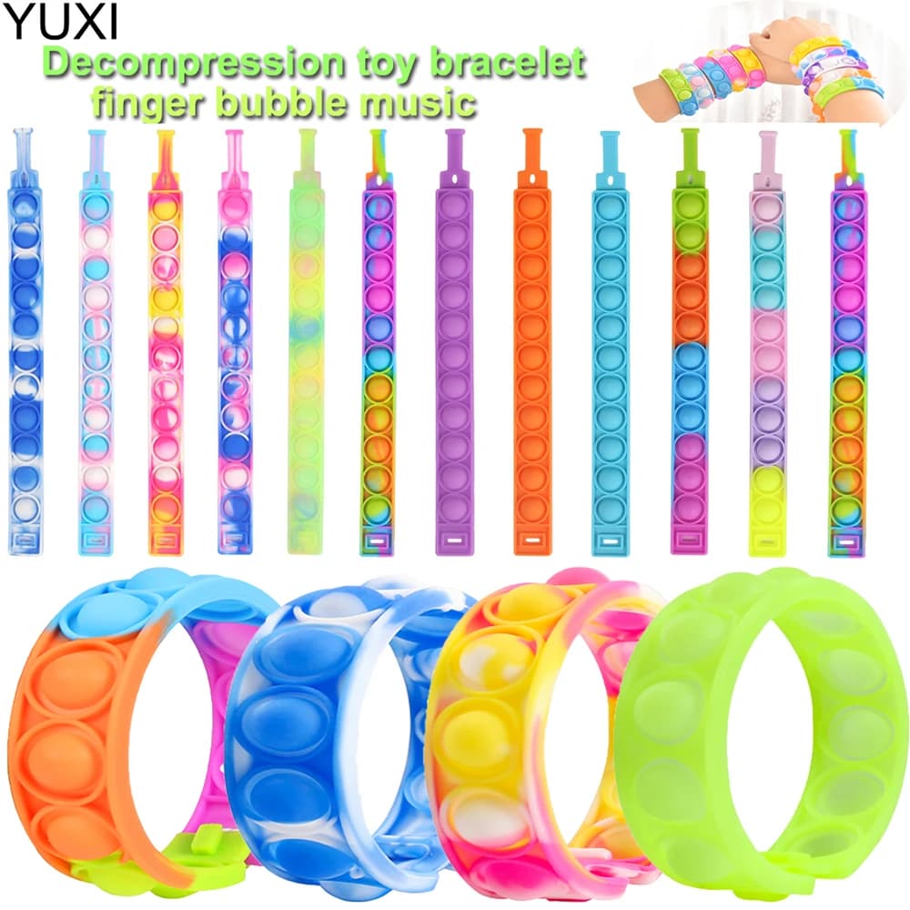 YUXI 1 pc Pops Bubble Decompression Bracelet Antistress Antistress Toy Bracelet Silicone Colorful Toy for Adult Children